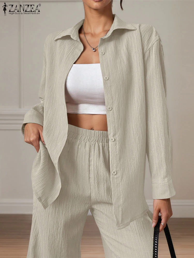 ZANZEA Уличная мода Оверсайз Комплекты из 2 предметов Женские рубашки с длинным рукавом и широкие брюки Комплекты из 2 предметов Костюмы с кричатыми брюками
ZANZEA Уличная мода Оверсайз Комплекты из 2 предметов Женские рубашки с длинным рукавом и широкие брюки Комплекты из 2 предметов Костюмы с кричатыми брюками