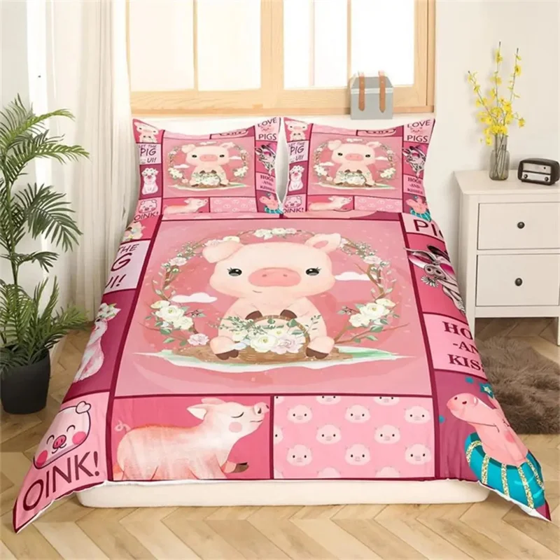 Cartoon Lovely Pig Duvet Cover Set Kawaii Animal Bedding Set King Microfiber Farmhouse Wildlife Theme Comforter Cover Pillowcase
Cartoon Lovely Pig Duvet Cover Set Kawaii Animal Bedding Set King Microfiber Farmhouse Wildlife Theme Comforter Cover Pillowcase
