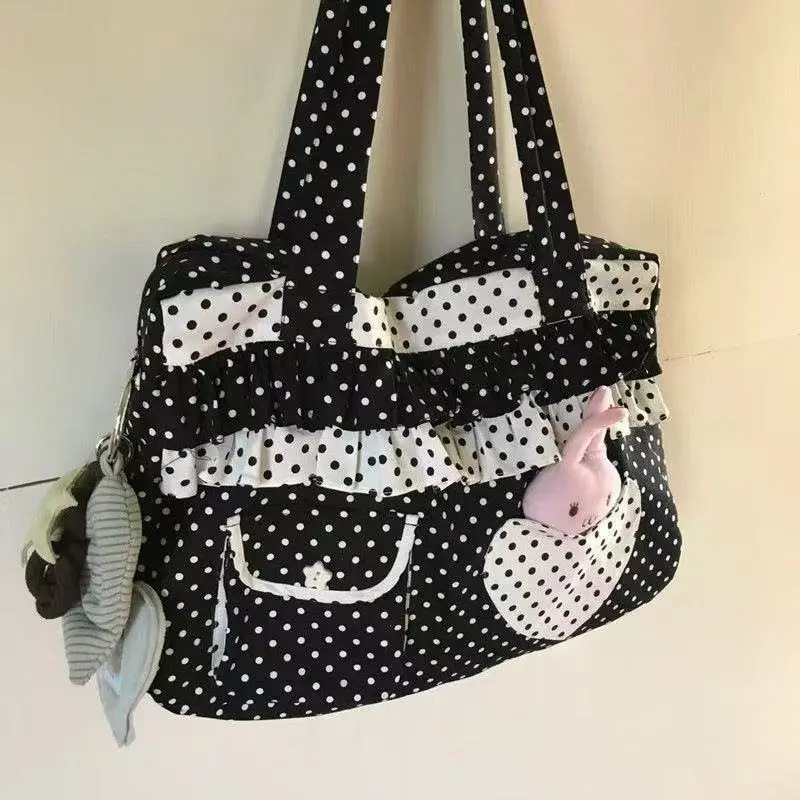 Retro Polka Dot Heart Commuter Canvas Bag Large Capacity Color Block Tote Bag Versatile Arm Shoulder Bag for Women
Retro Polka Dot Heart Commuter Canvas Bag Large Capacity Color Block Tote Bag Versatile Arm Shoulder Bag for Women