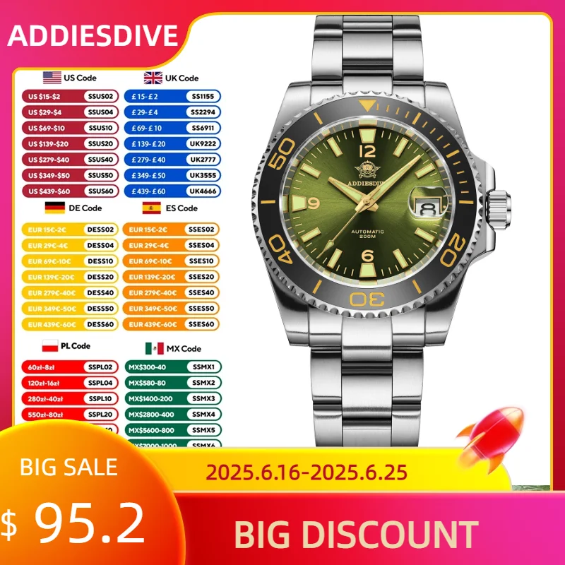 ADDIESDIVE Dress Watch For Men 200M Waterproof Sapphire Glass Luminous Watches Ceramic Bezel Blue Dial NH35 Automatic Wristwatch
ADDIESDIVE Dress Watch For Men 200M Waterproof Sapphire Glass Luminous Watches Ceramic Bezel Blue Dial NH35 Automatic Wristwatch