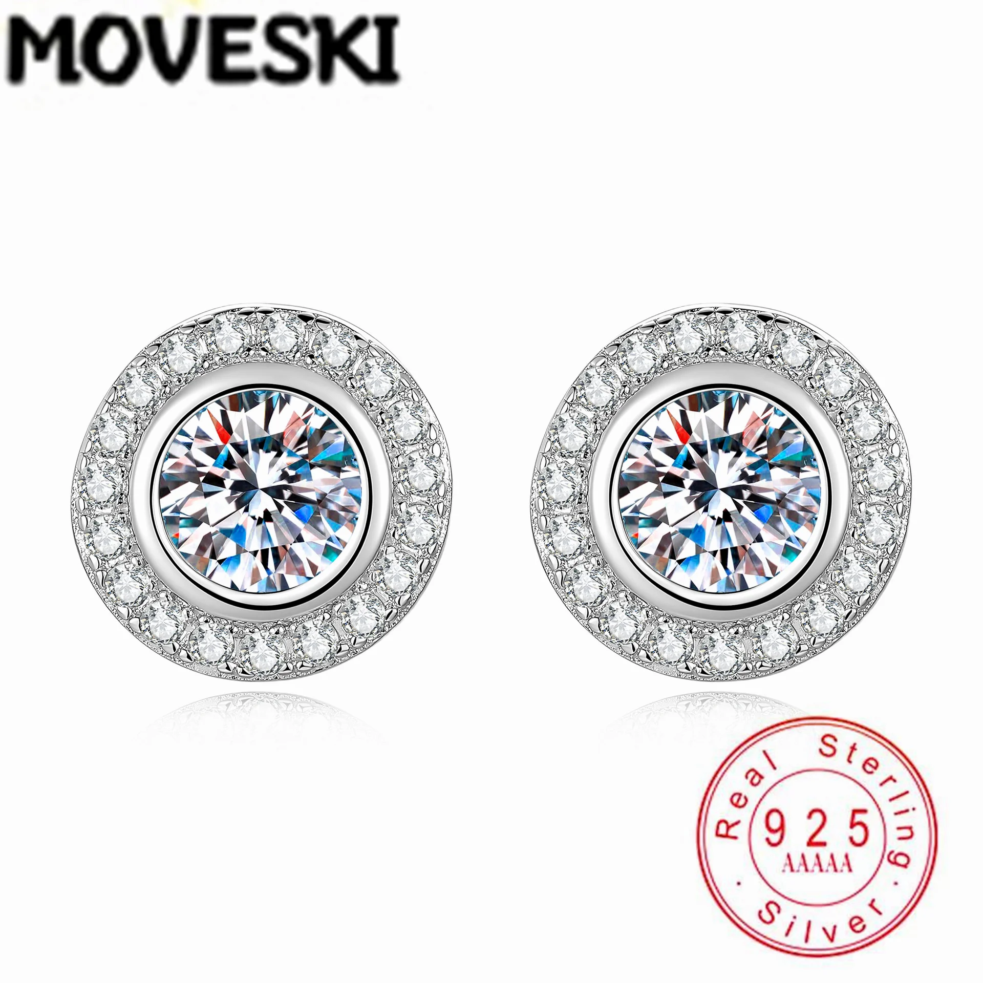 MOVESKI 925 Sterling Silver 1CT Moissanite Halo Stud Earrings Round Cut Bezel Wedding Jewelry for Women
MOVESKI 925 Sterling Silver 1CT Moissanite Halo Stud Earrings Round Cut Bezel Wedding Jewelry for Women