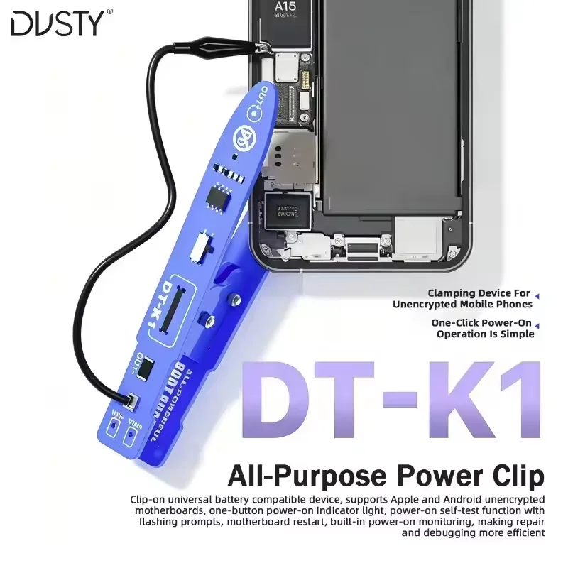 DUSTY DT-K1 Universal Power Clip Clamping Design No Battery Needed One Click Power On for iPhone Android Unencrypted Boards
DUSTY DT-K1 Universal Power Clip Clamping Design No Battery Needed One Click Power On for iPhone Android Unencrypted Boards