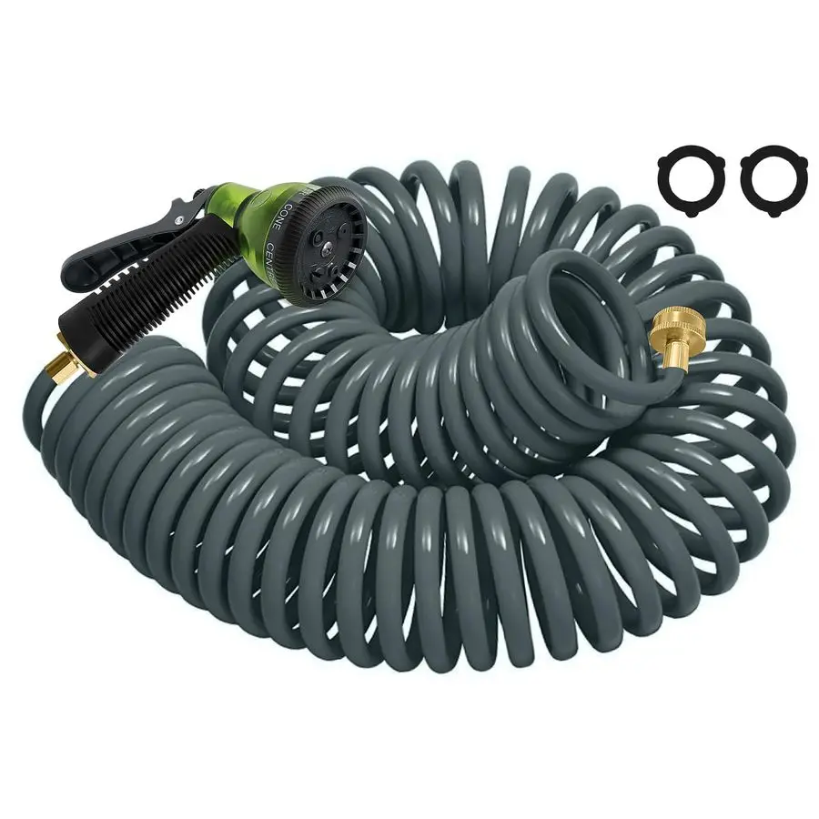 Hose 75FT EVA Coil Garden Hose With 3 4 Brass Connector Coiled Water Hose Lightweight And No Kink Includes 7 Patterns Spray Nozz
Hose 75FT EVA Coil Garden Hose With 3 4 Brass Connector Coiled Water Hose Lightweight And No Kink Includes 7 Patterns Spray Nozz