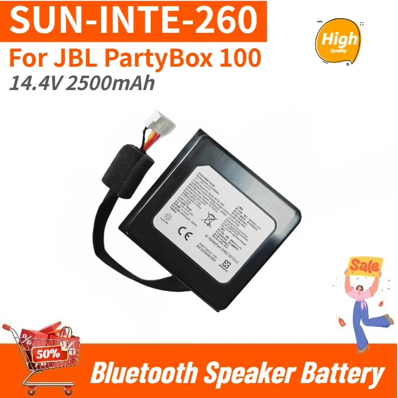 High Quality SUN-INTE-260 Battery 14.4V 2500mAh For JBL PartyBox 100 Bluetooth Speaker Brand New Replacement Battery
High Quality SUN-INTE-260 Battery 14.4V 2500mAh For JBL PartyBox 100 Bluetooth Speaker Brand New Replacement Battery