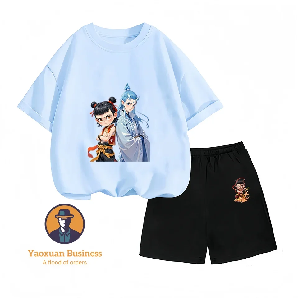 2025 Animation Nezha T-shirt and Shorts Set Summer High Fashion Ne ZHa Graphic Boys and Girls Children's T-shirt Set
2025 Animation Nezha T-shirt and Shorts Set Summer High Fashion Ne ZHa Graphic Boys and Girls Children's T-shirt Set