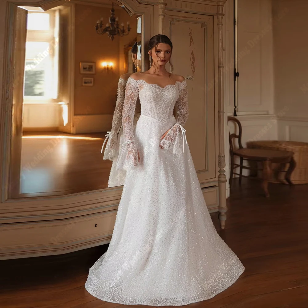 Beautiful Women Wedding Dresses Off Shoulder Lace Appliques A-Line Bridal Gown Engagement Banquet Princess Robes 2026 customized
Beautiful Women Wedding Dresses Off Shoulder Lace Appliques A-Line Bridal Gown Engagement Banquet Princess Robes 2026 customized