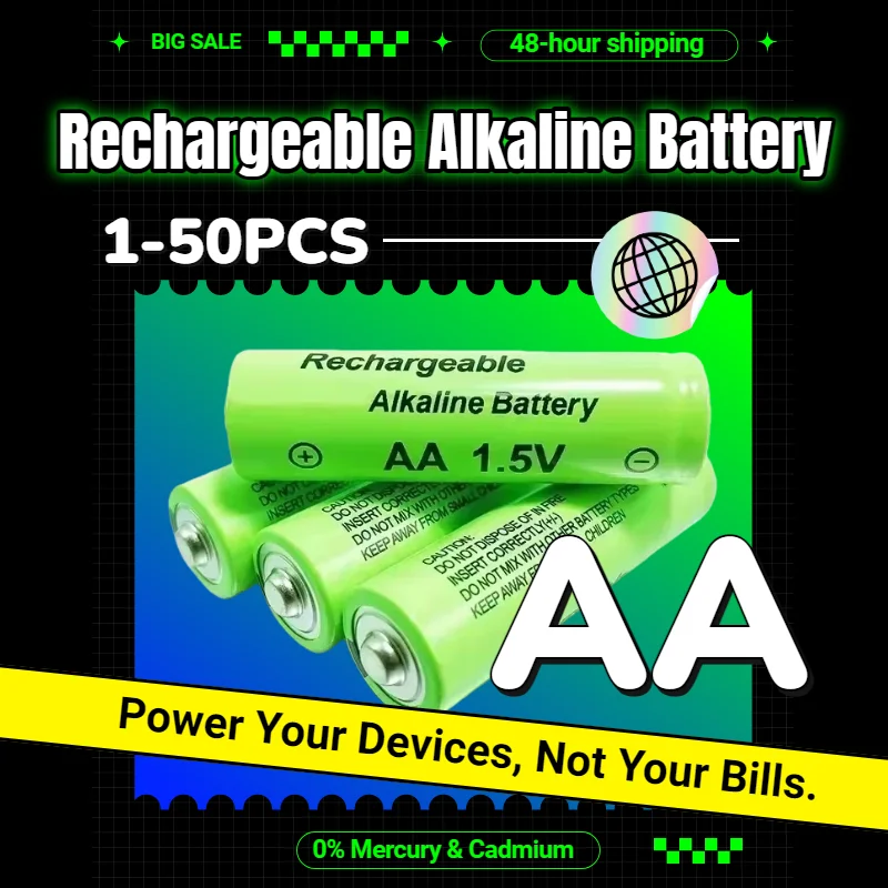High Capacity 1.5V AA 3000mAh Rechargeable Alkaline Batteries, Long Lasting Power for Toys Camera Remote Control Flashlight
High Capacity 1.5V AA 3000mAh Rechargeable Alkaline Batteries, Long Lasting Power for Toys Camera Remote Control Flashlight