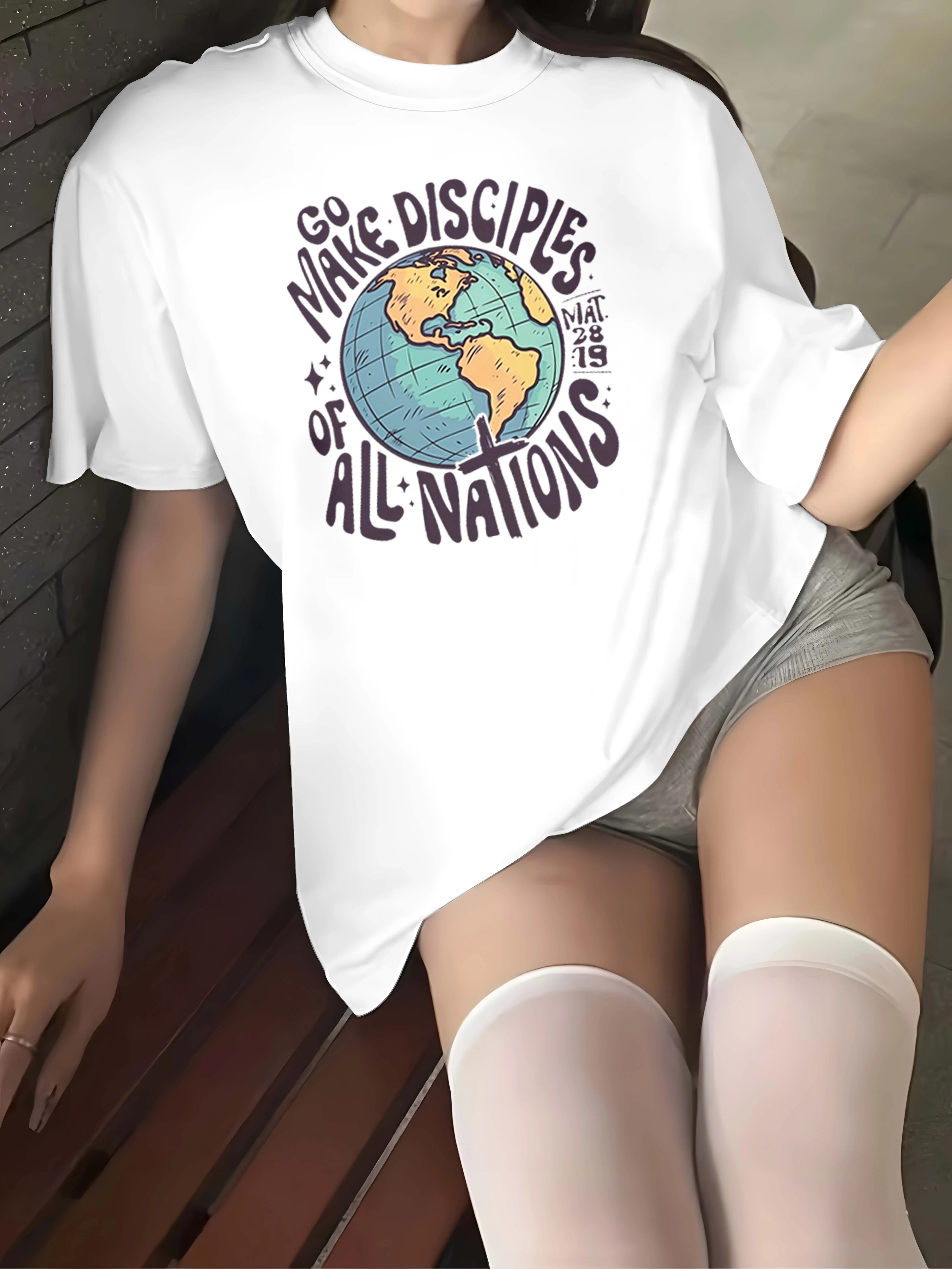 Плюс размер Go Make Disciples Of All Nations Matthew 28 19, вдохновленная элегантной модной одеждой 
Плюс размер Go Make Disciples Of All Nations Matthew 28 19, вдохновленная элегантной модной одеждой