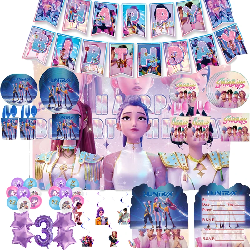 Kpop Demon Hunters Children Party Birthday Supplies Tableware Set Paper Cups Paper Plates Tissues Tablecloths Decorative Items
Kpop Demon Hunters Children Party Birthday Supplies Tableware Set Paper Cups Paper Plates Tissues Tablecloths Decorative Items