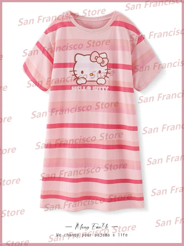 Summer Girl Sanrio Hello Kitty Cartoon Print Pink Striped Short-Sleeved Home Nightdress Cute KID/Adult Parent-Child Casual Dress
Summer Girl Sanrio Hello Kitty Cartoon Print Pink Striped Short-Sleeved Home Nightdress Cute KID/Adult Parent-Child Casual Dress