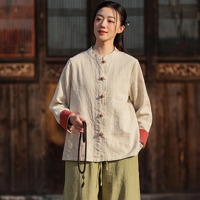 Женская хлопково-льняная рубашка с длинным рукавом, новинка 2025, весна, винтажный стиль, воротник-стойка, однотонные женские повседневные топы, рубашки M1095
Женская хлопково-льняная рубашка с длинным рукавом, новинка 2025, весна, винтажный стиль, воротник-стойка, однотонные женские повседневные топы, рубашки M1095