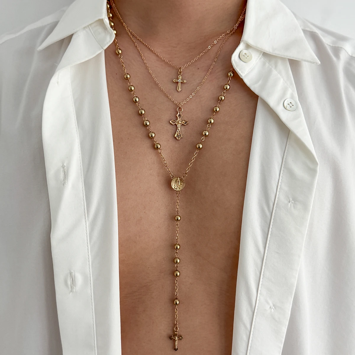 SHIXIN 3 Pcs/Set Hip Hop Jesus Cross Pendant Necklace for Men New Gothic Stackable Bead Chain Choker 2025 Trendy Male Jewelry
SHIXIN 3 Pcs/Set Hip Hop Jesus Cross Pendant Necklace for Men New Gothic Stackable Bead Chain Choker 2025 Trendy Male Jewelry