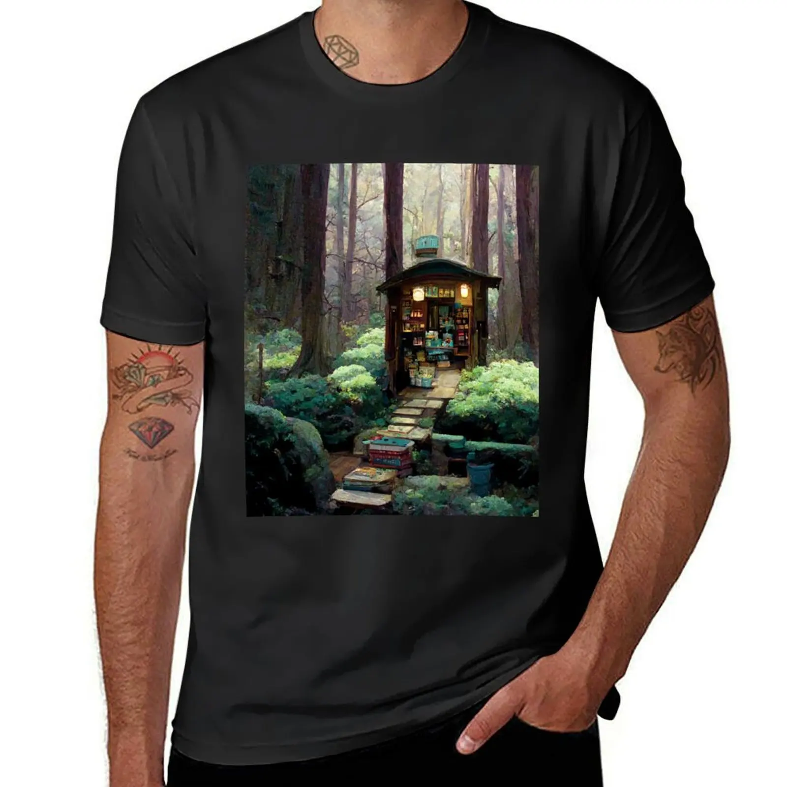Magical Bookstore in the Woods T-Shirt Short sleeve tee sports fans T-shirts for men cotton
Magical Bookstore in the Woods T-Shirt Short sleeve tee sports fans T-shirts for men cotton