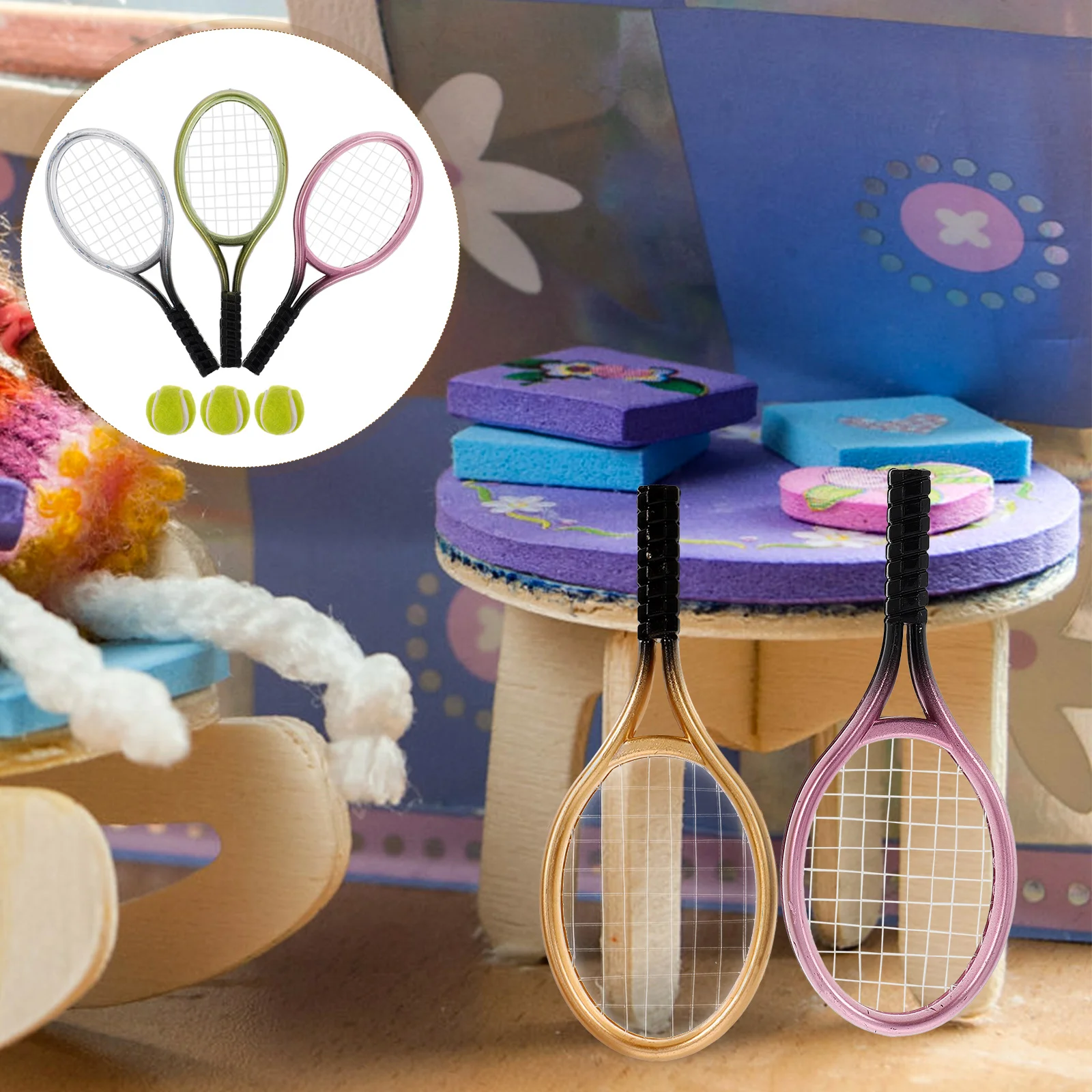 3pcs Mini Tennis Racket Keychain 3 Plastic Lightweight Craftsmanship Bedroom Living Room Kitchen Decor Miniature Toy
3pcs Mini Tennis Racket Keychain 3 Plastic Lightweight Craftsmanship Bedroom Living Room Kitchen Decor Miniature Toy