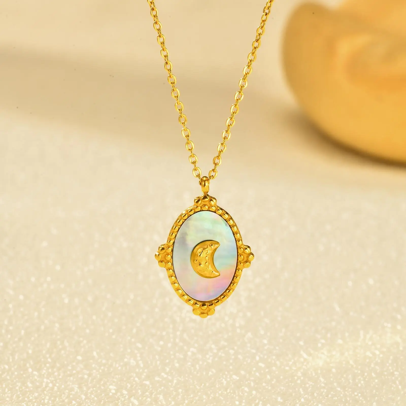 Oval Nature Shell Pendant Necklace, Stainless Steel Moon Necklaces for Women Waterproof Jewelry
Oval Nature Shell Pendant Necklace, Stainless Steel Moon Necklaces for Women Waterproof Jewelry