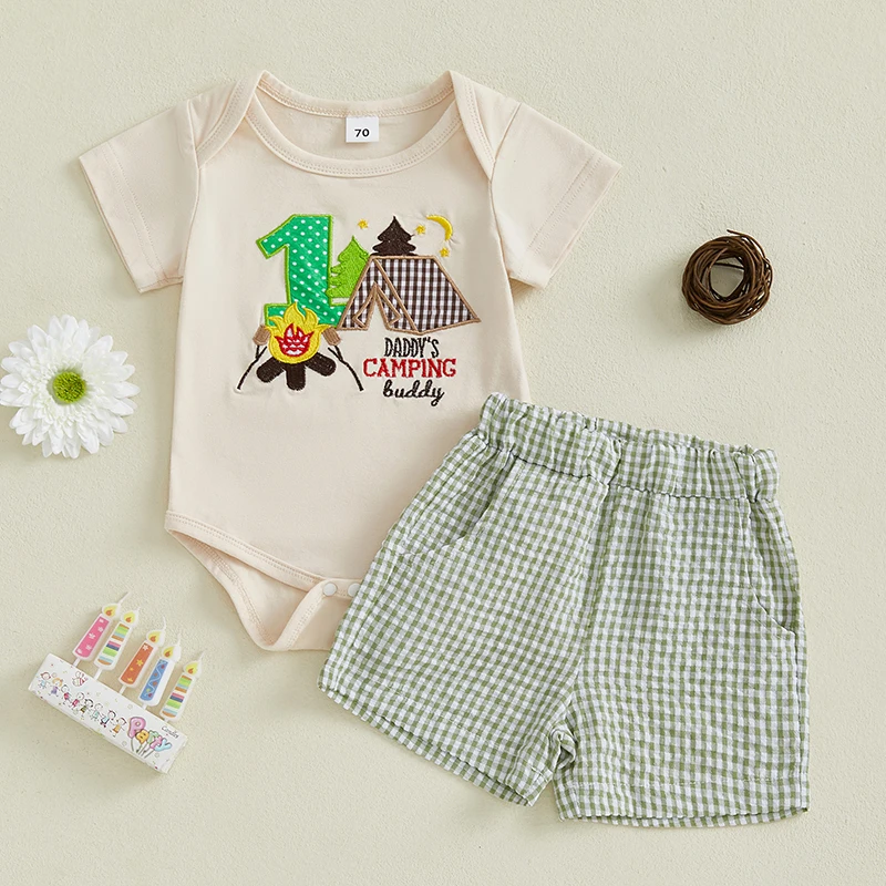 2Pcs Baby Boy Summer Outfits Short Sleeve Campsite Embroidery T-Shirt + Shorts Set Toddler Clothes
2Pcs Baby Boy Summer Outfits Short Sleeve Campsite Embroidery T-Shirt + Shorts Set Toddler Clothes
