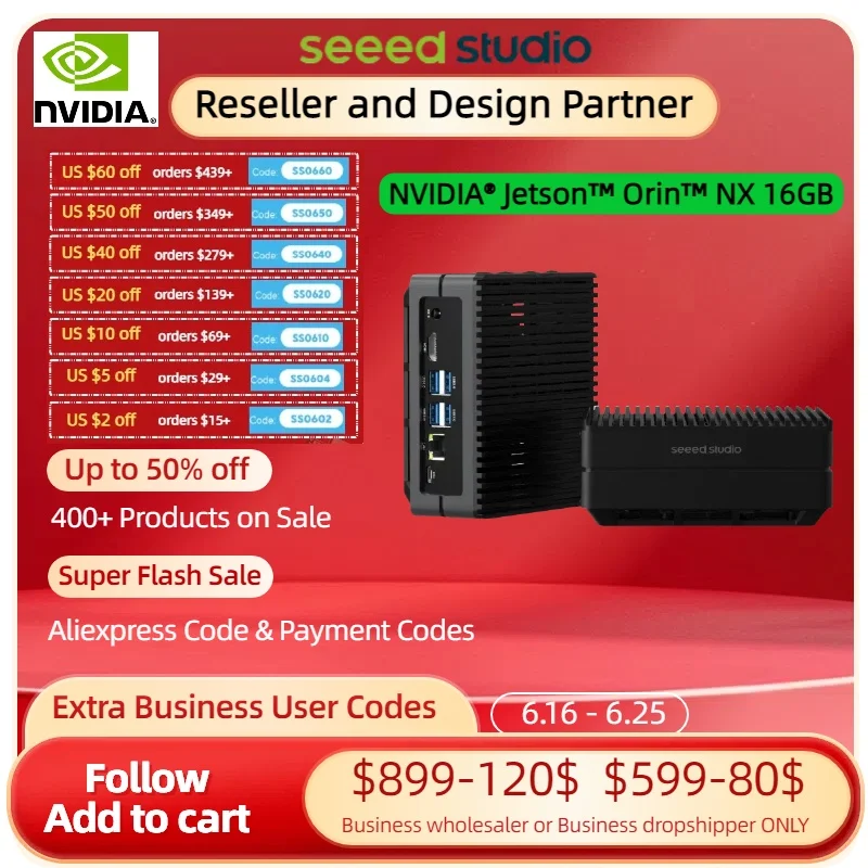 NVIDIA Jetson Orin NX 16GB 8GB, Edge AI Device reComputer J4012 J4011 Kit,4xUSB 3.2,M.2 Key E & Key M Slot,Aluminum case
NVIDIA Jetson Orin NX 16GB 8GB, Edge AI Device reComputer J4012 J4011 Kit,4xUSB 3.2,M.2 Key E & Key M Slot,Aluminum case