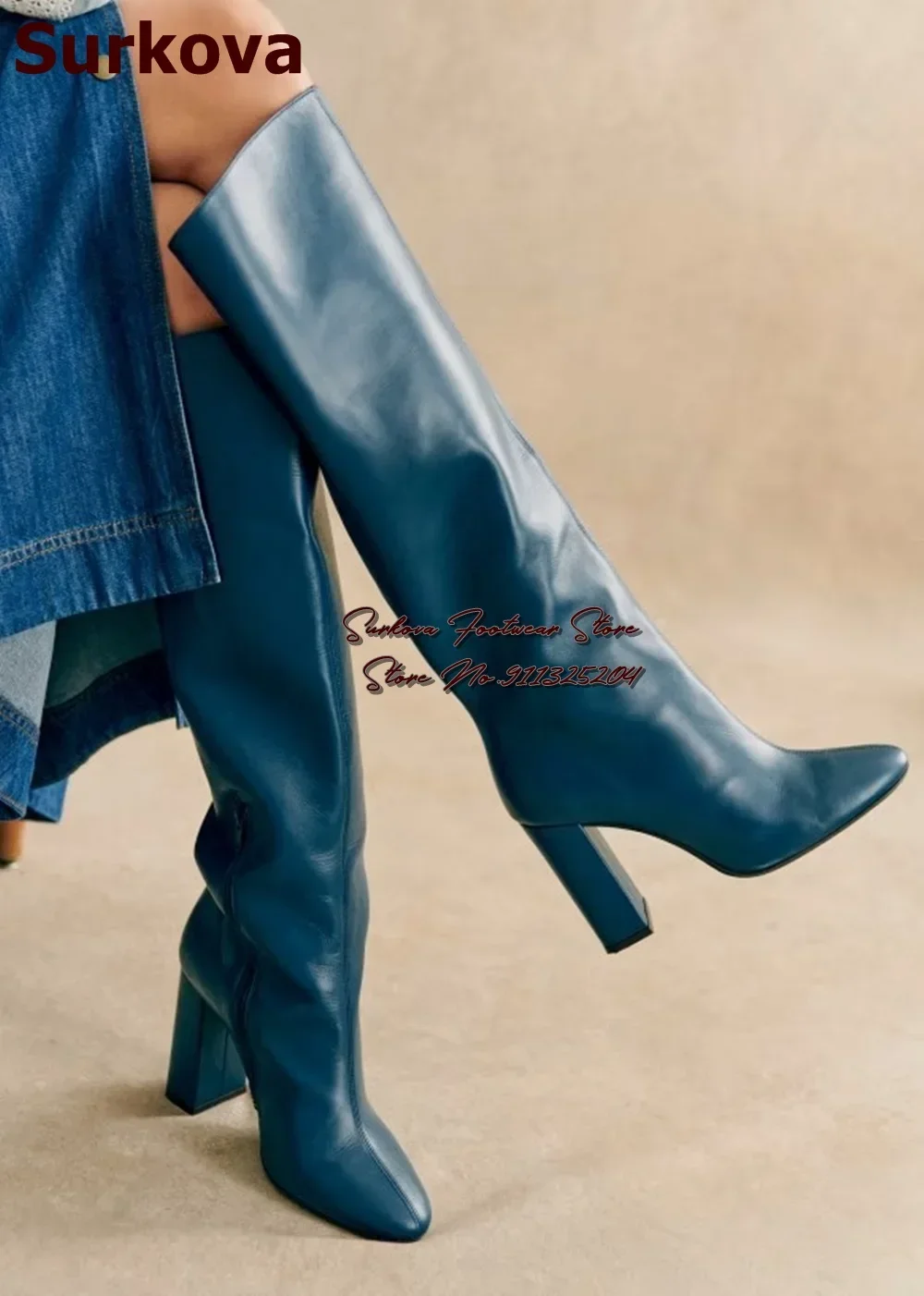 Surkova Темно-синие матовые кожаные сапоги до колена на массивном каблуке Высокие сапоги-гладиаторы на квадратном каблуке на молнии Осенне-зимние длинные модельные туфли
Surkova Темно-синие матовые кожаные сапоги до колена на массивном каблуке Высокие сапоги-гладиаторы на квадратном каблуке на молнии Осенне-зимние длинные модельные туфли
