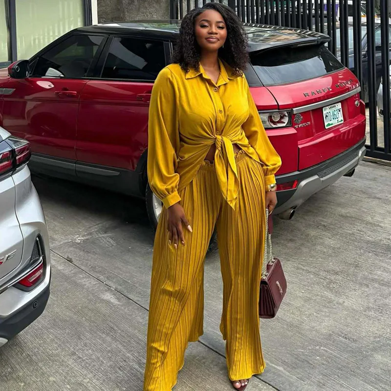 Women Pant Set Two Piece Sets Turn Down Collar Full Sleeve Shirt Tops Wide Leg Long Pants Elastic Waist Y2k Streetwear Spring
Women Pant Set Two Piece Sets Turn Down Collar Full Sleeve Shirt Tops Wide Leg Long Pants Elastic Waist Y2k Streetwear Spring