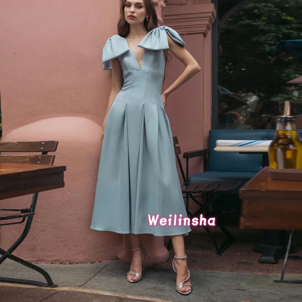 Women's A-line Mother of The Bride Dress Tea-length V-neck Sleeveless Fashion Simple Draped Wedding Guest Gowns Customized
Women's A-line Mother of The Bride Dress Tea-length V-neck Sleeveless Fashion Simple Draped Wedding Guest Gowns Customized