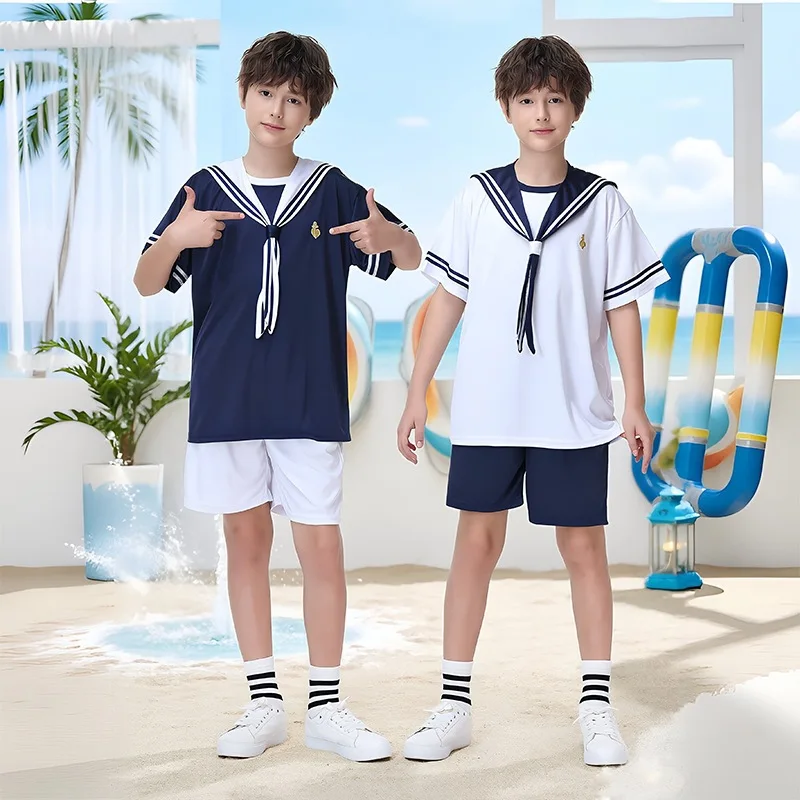 British Style College Boy Girls Summer Outfit Set With Navy Collar Short-Sleeved Shorts Various Stylish Fashionable Stage Wear
British Style College Boy Girls Summer Outfit Set With Navy Collar Short-Sleeved Shorts Various Stylish Fashionable Stage Wear
