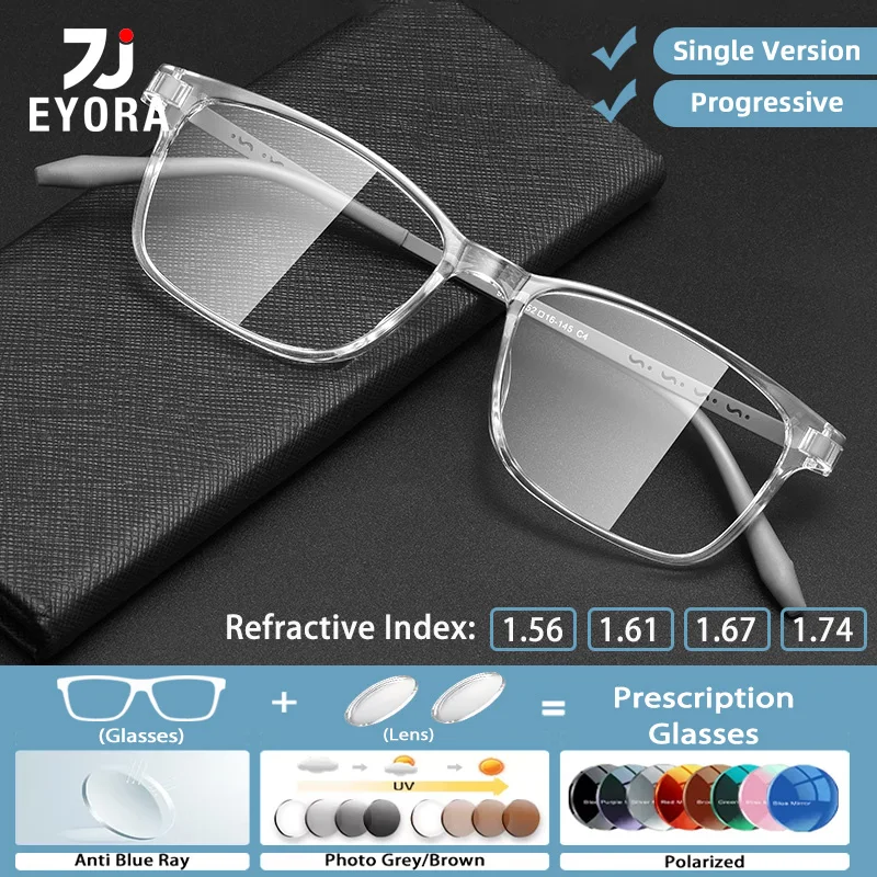 Ультралегкие квадратные очки для чтения EYORA для подростков при близорукости и дальнозоркости, с защитой от синего света, прогрессивные фотохромные линзы
Ультралегкие квадратные очки для чтения EYORA для подростков при близорукости и дальнозоркости, с защитой от синего света, прогрессивные фотохромные линзы