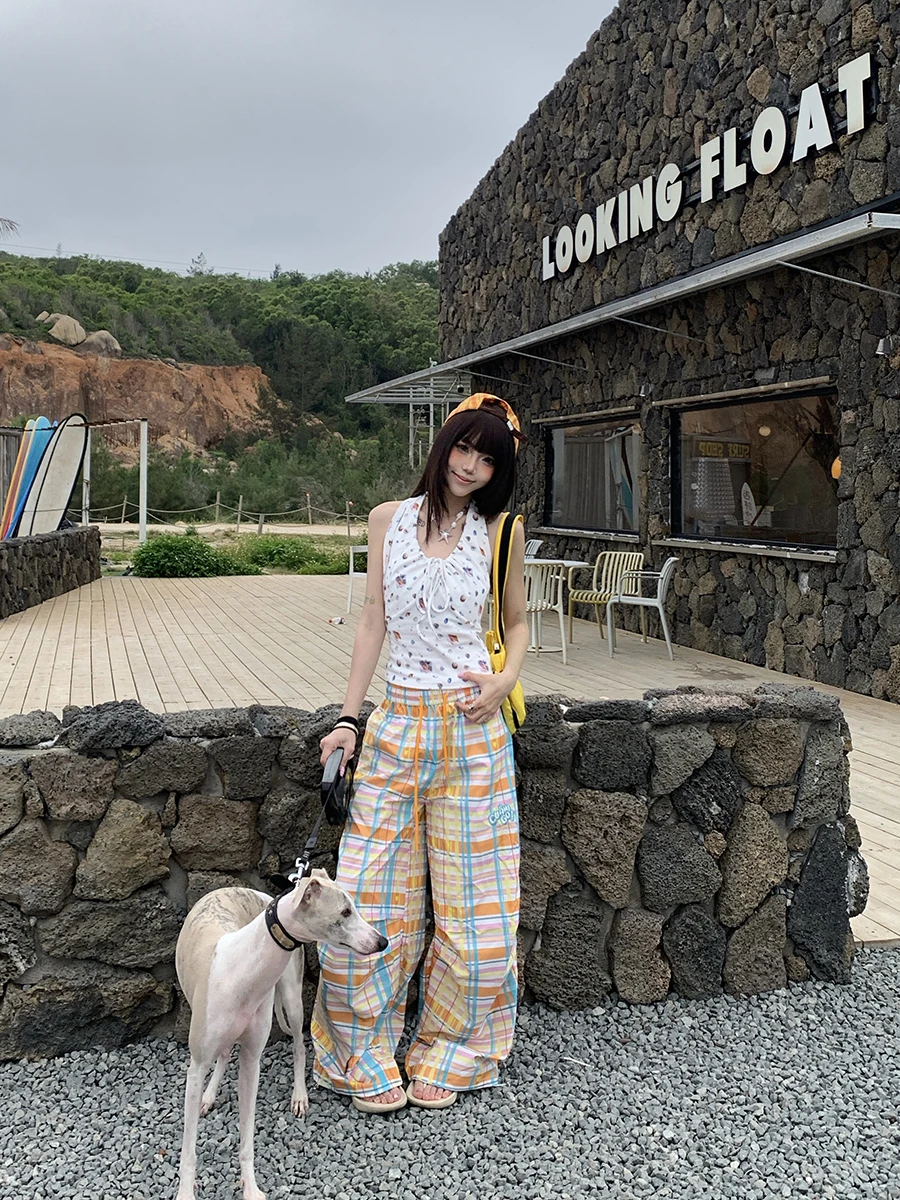Plaid Drawstring Casual Pants Women Summer New Style Korean Dopaamine Versatile Floor-Length Wide Leg Trendy Pants
Plaid Drawstring Casual Pants Women Summer New Style Korean Dopaamine Versatile Floor-Length Wide Leg Trendy Pants