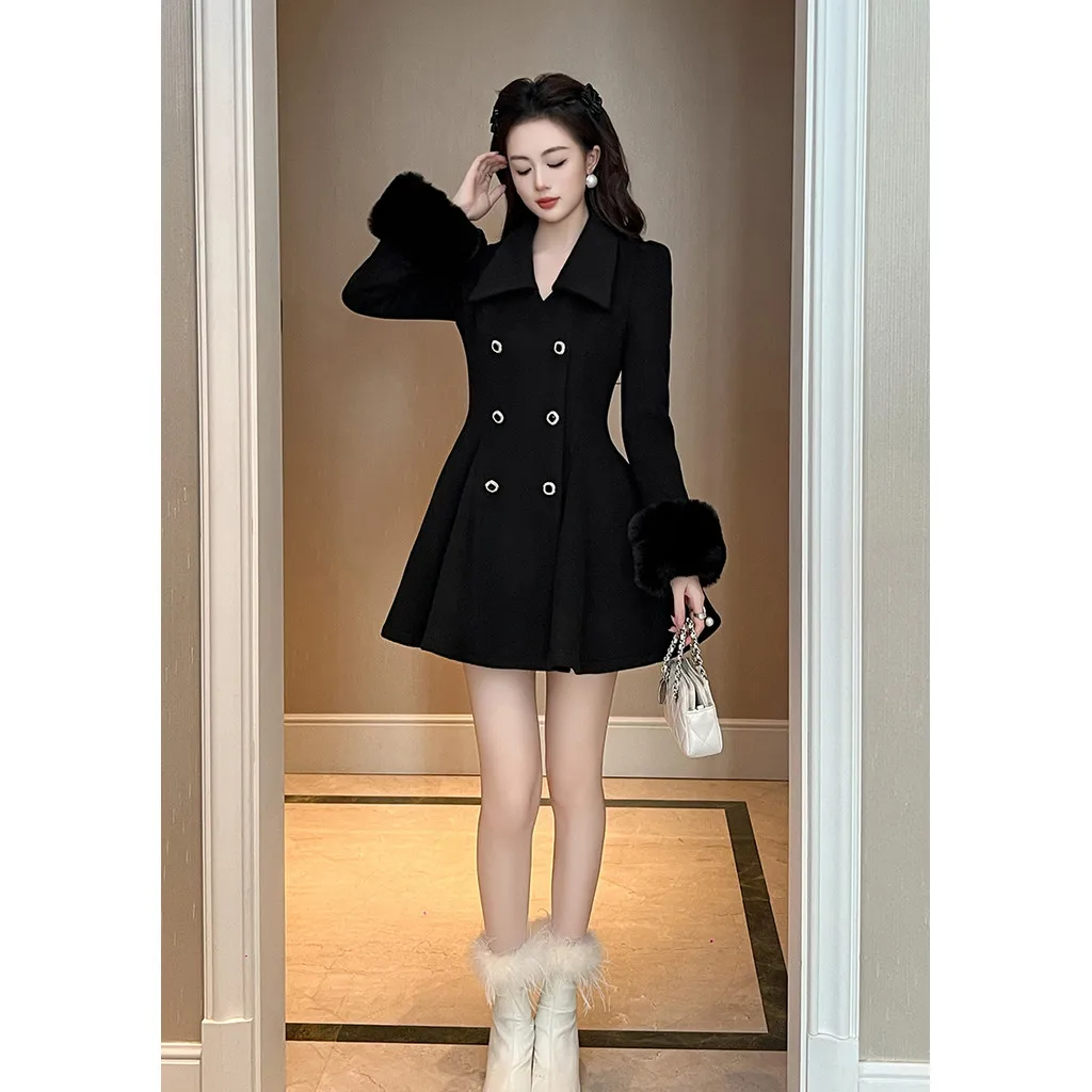 Hepburn style woolen coat spring new style women's French design thick temperament woolen coat
Hepburn style woolen coat spring new style women's French design thick temperament woolen coat