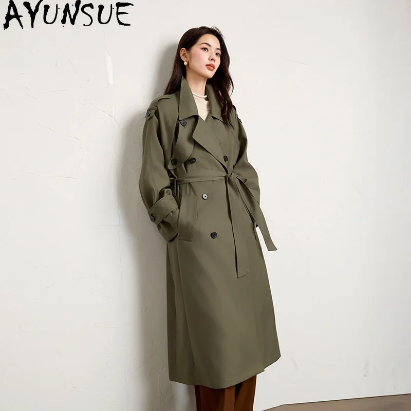 AYUNSUE Trench Coat Woman British Style Tops for Woman Solid Long Outerwears Double-breasted Jacket Luxury Woman Clothing 바람막이
AYUNSUE Trench Coat Woman British Style Tops for Woman Solid Long Outerwears Double-breasted Jacket Luxury Woman Clothing 바람막이