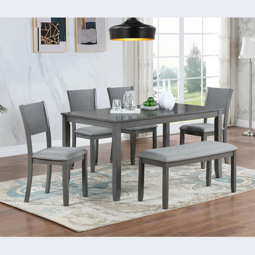 6 Piece Kitchen Dining Set with 4 Upholstered Chairs and a Bench, Dining Table Set for 6 People, Living Room, Home and Kitchen
6 Piece Kitchen Dining Set with 4 Upholstered Chairs and a Bench, Dining Table Set for 6 People, Living Room, Home and Kitchen