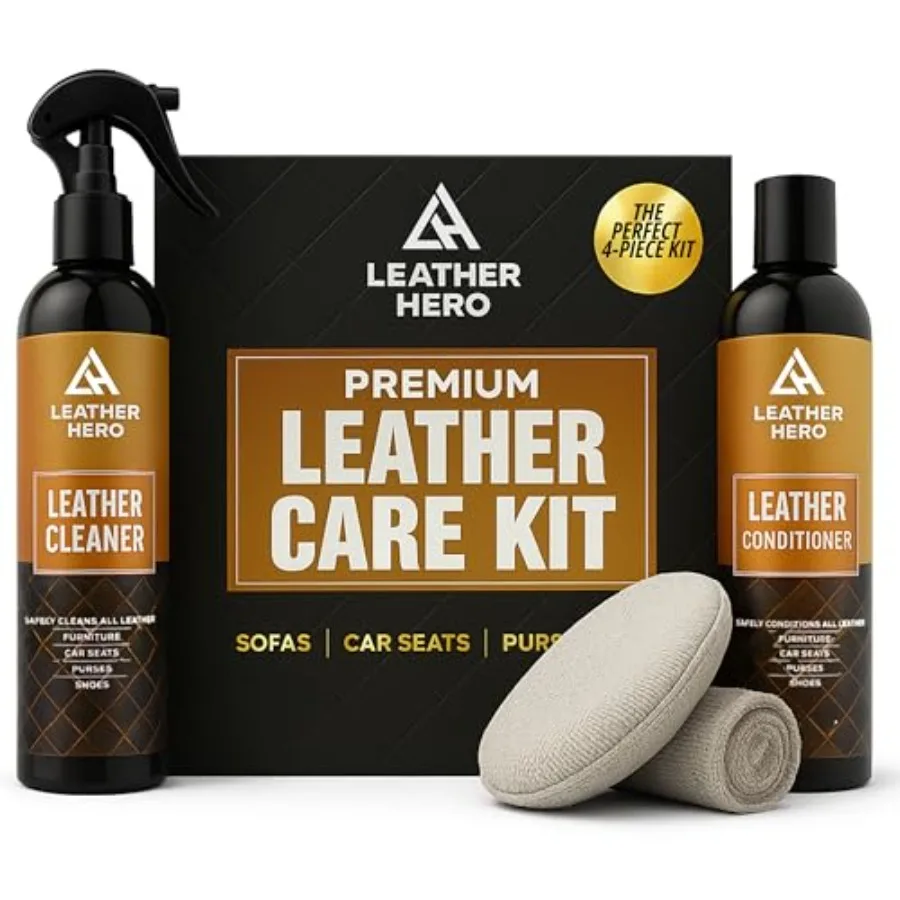 Leather Cleaner and Conditioner Kit 4-Piece Set with Best Leather Cleaner for Couches, Sofas, Chairs, Furniture, and Car Interi
Leather Cleaner and Conditioner Kit 4-Piece Set with Best Leather Cleaner for Couches, Sofas, Chairs, Furniture, and Car Interi