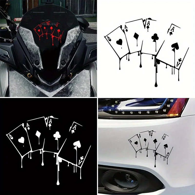 1PC Dripping Ace Cards Car Sticker Set, Waterproof Vinyl Decals, Black & White & Red
1PC Dripping Ace Cards Car Sticker Set, Waterproof Vinyl Decals, Black & White & Red
