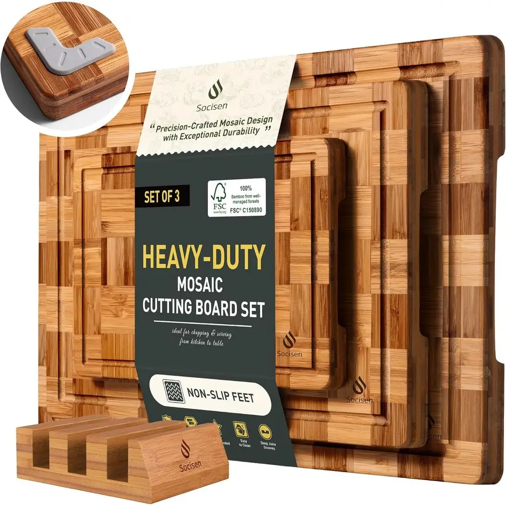 Heavy Duty Bamboo Cutting Board Set Non Toxic Wooden Cutting Board Kitchen Non Slip Solid End Grain Thick Wood Juice Chopping Bo
Heavy Duty Bamboo Cutting Board Set Non Toxic Wooden Cutting Board Kitchen Non Slip Solid End Grain Thick Wood Juice Chopping Bo