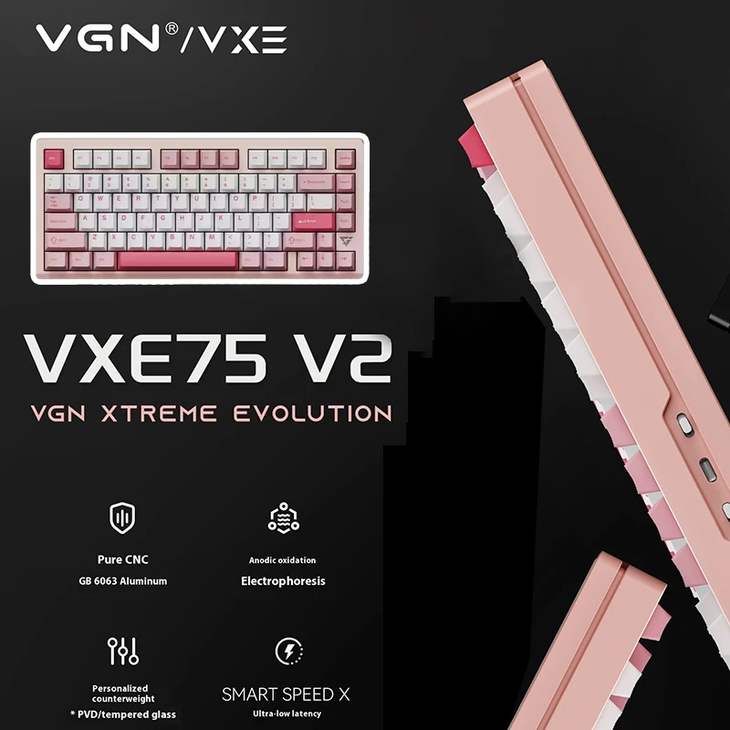 VGN Vxe75 V2 Customized Mechanical Keyboard Pure Cnc Aluminum Block Block Gasket Structure Hot Swappable Wireless Gamer Gift
VGN Vxe75 V2 Customized Mechanical Keyboard Pure Cnc Aluminum Block Block Gasket Structure Hot Swappable Wireless Gamer Gift
