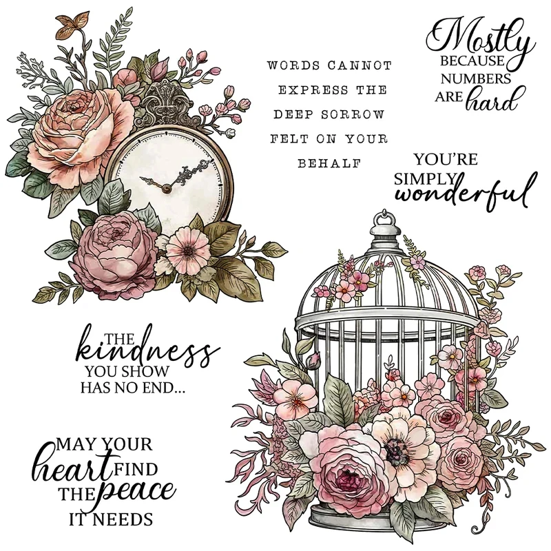 Vintage Roses Birdcage Clock Metal Cutting Dies Clear Stamp DIY Scrapbooking Dies Silicone Stamps For Cards Albums
Vintage Roses Birdcage Clock Metal Cutting Dies Clear Stamp DIY Scrapbooking Dies Silicone Stamps For Cards Albums