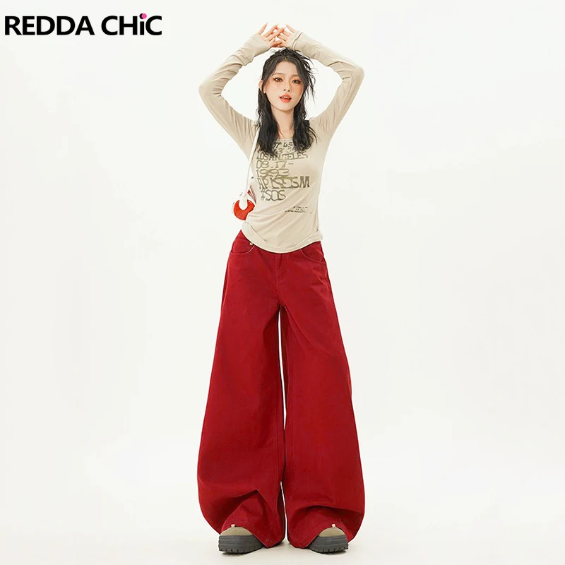REDDACHiC Plain Red Baggy Jeans Women Long Trousers Casual Wide Leg Straight High Waist Oversized Y2k Pants Korean Streetwear
REDDACHiC Plain Red Baggy Jeans Women Long Trousers Casual Wide Leg Straight High Waist Oversized Y2k Pants Korean Streetwear