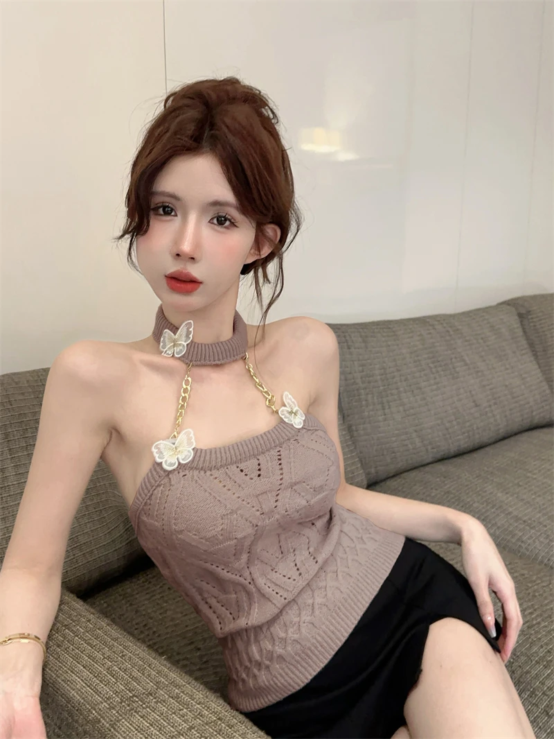 Sexy Short Knitted Print Crop Top Women's Summer Outerwear Slimming Hanging Strap Vest Fashionable Casual Wear
Sexy Short Knitted Print Crop Top Women's Summer Outerwear Slimming Hanging Strap Vest Fashionable Casual Wear