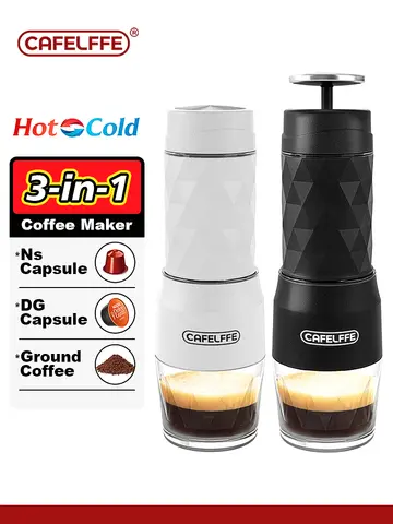 Cafelffe 3 In1 Taşınabilir Kahve Makinesi Sıcak/Soğuk Su Manuel Espresso Makinesi Kapsül ve Öğütülmüş El Basın Bira Makinesi yürüyüş Seyahat