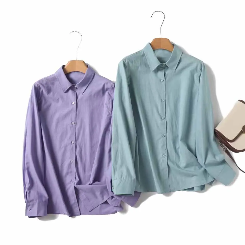 Women's new fashion loose single breasted lapel shirt casual linen blend shirt retro long sleeved women's shirt chic top Skazi
Women's new fashion loose single breasted lapel shirt casual linen blend shirt retro long sleeved women's shirt chic top Skazi