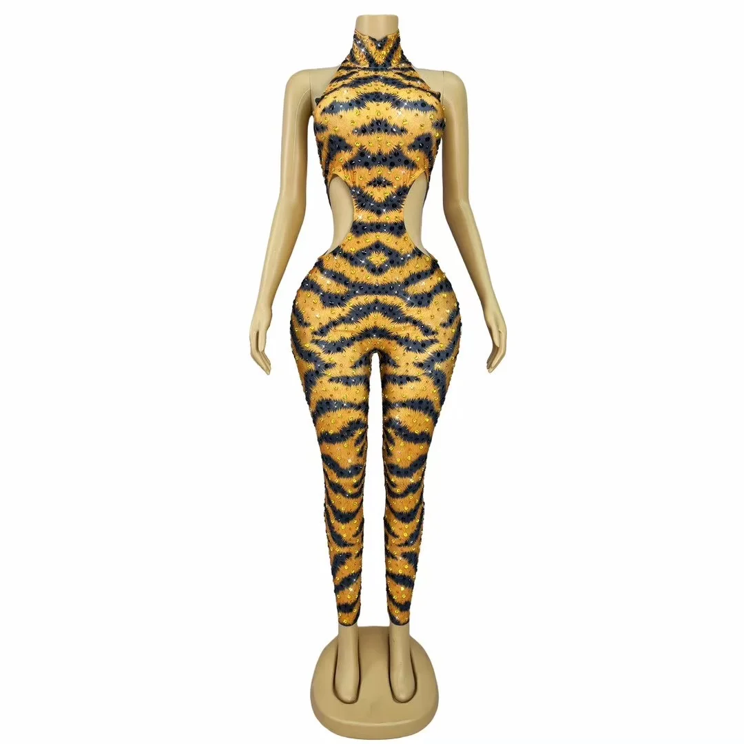 Luxury Rhinestones Fashion Tiger Pattern Sexy Cut Out Jumpsuit Evening Party Outit Singer Dancer Hotwife Performance Costume
Luxury Rhinestones Fashion Tiger Pattern Sexy Cut Out Jumpsuit Evening Party Outit Singer Dancer Hotwife Performance Costume