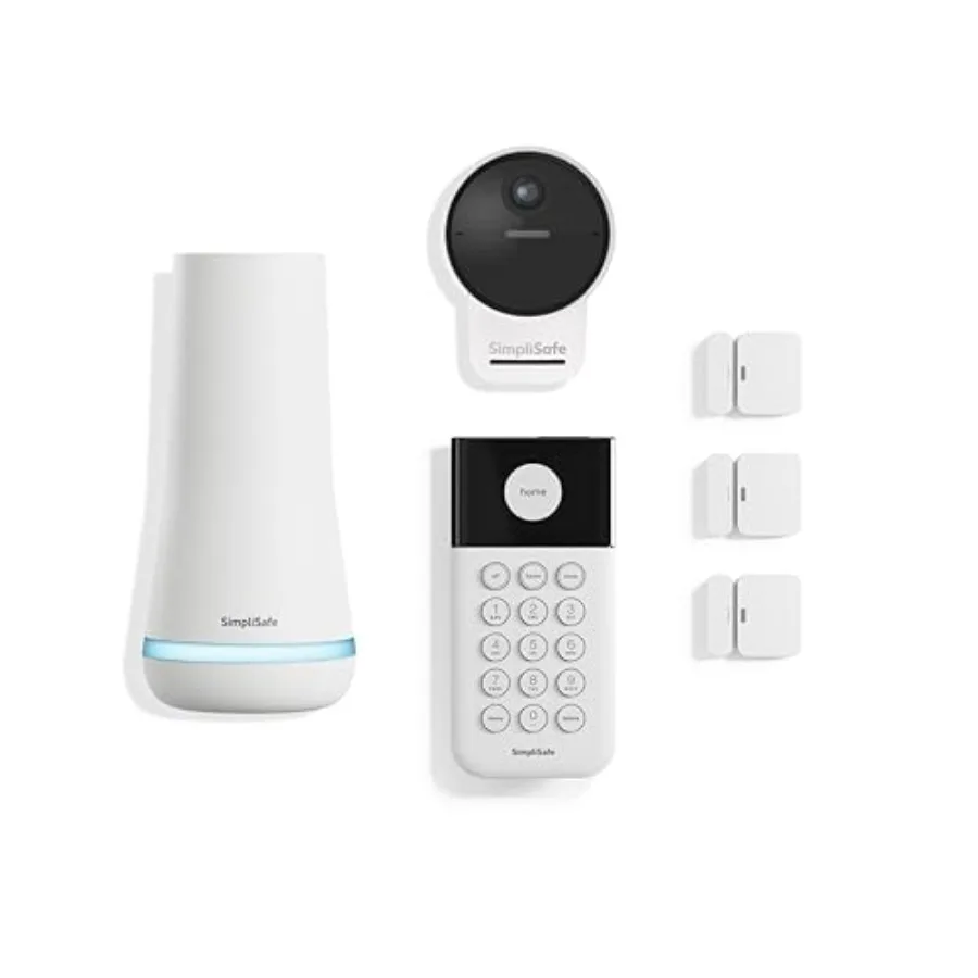 6 Piece Wireless Home Security System with Outdoor Camera - Optional 24/7 Professional Monitoring - No Contract - Compatible wi
