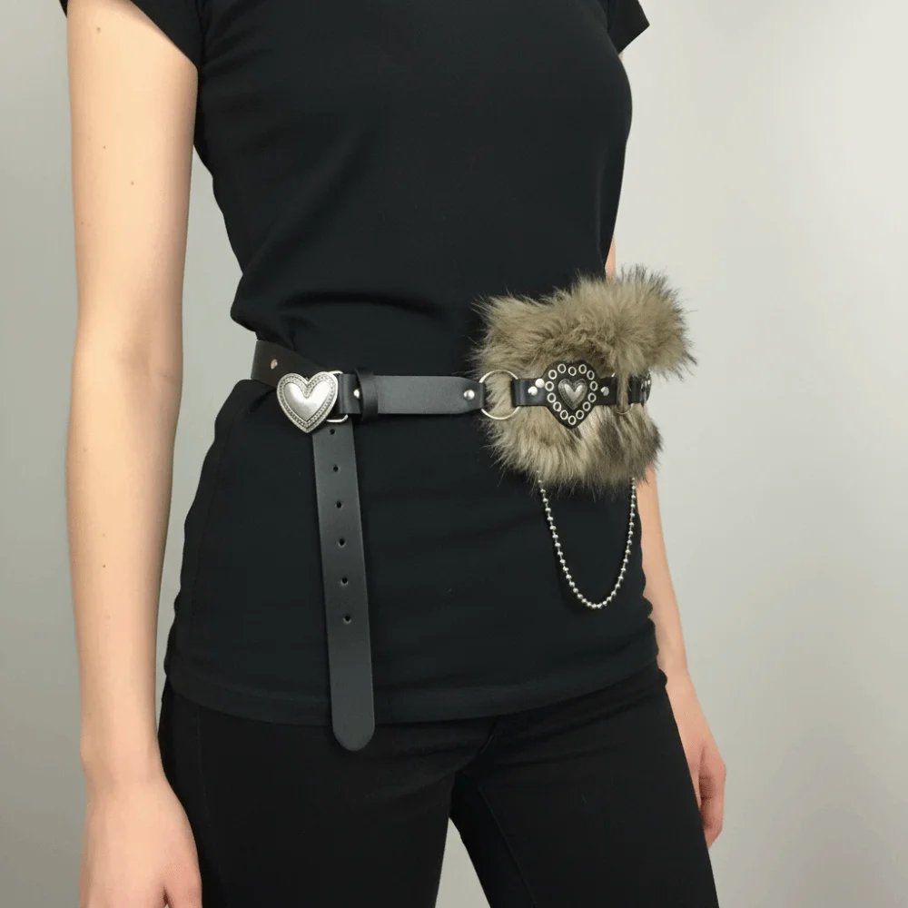 Fashion Patchwork Heart Leather Fur Belt Faux Fur PU Leather Belt Spicy Girl Style Korean Style Furry Waistband Daily
Fashion Patchwork Heart Leather Fur Belt Faux Fur PU Leather Belt Spicy Girl Style Korean Style Furry Waistband Daily