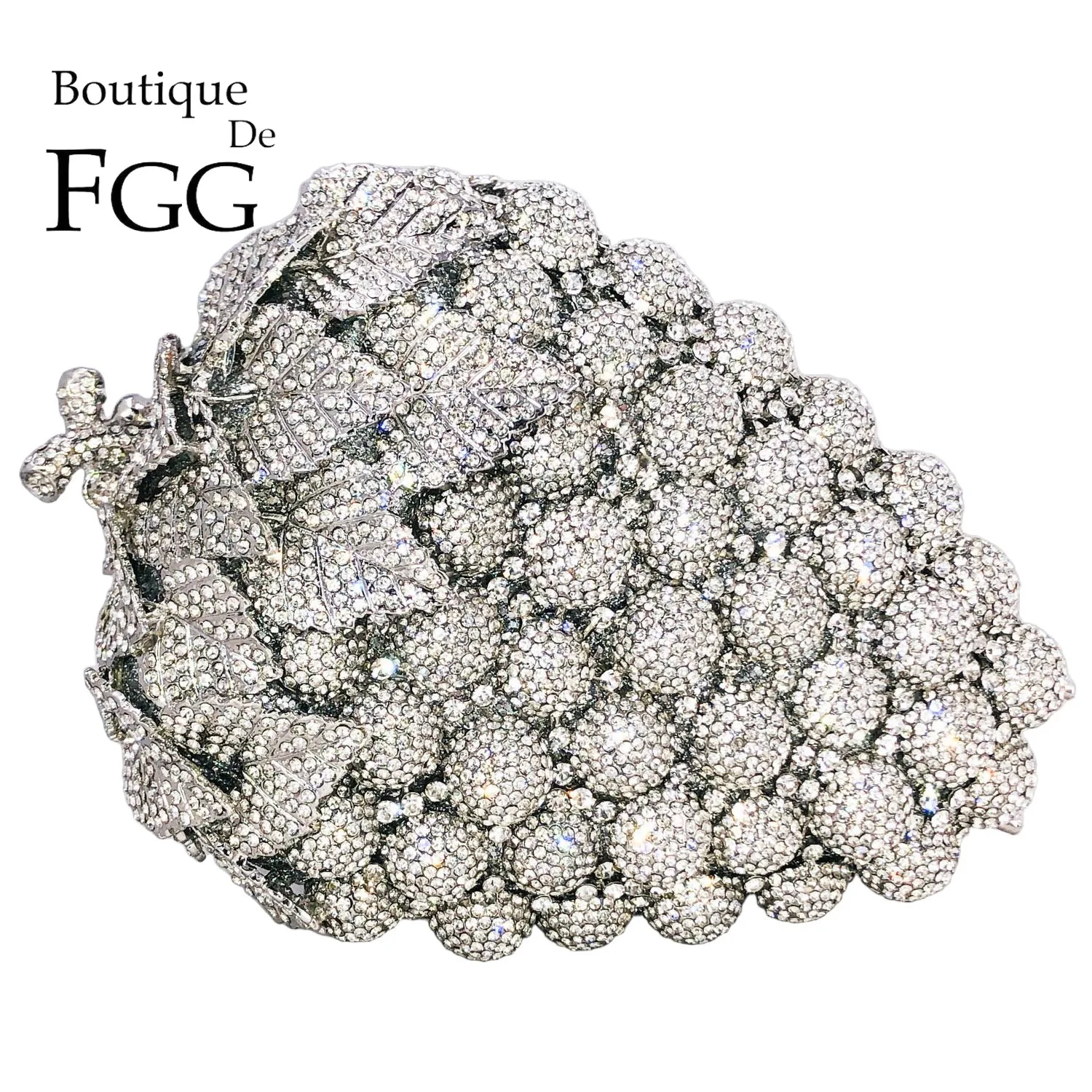 Boutique De FGG Novelty Grapes Clutch Women Crystal Silver Evening Bags Wedding Party Rhinestone Minaudiere Purses and Handbags
Boutique De FGG Novelty Grapes Clutch Women Crystal Silver Evening Bags Wedding Party Rhinestone Minaudiere Purses and Handbags