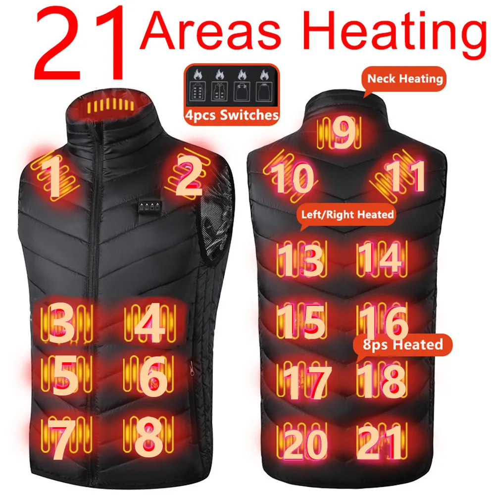Men Women Autumn winter Smart heating Cotton Vest 9/11/13 /21 Aareas Heated vest Outdoor Flexible Thermal Winter Warm Jacke
Men Women Autumn winter Smart heating Cotton Vest 9/11/13 /21 Aareas Heated vest Outdoor Flexible Thermal Winter Warm Jacke