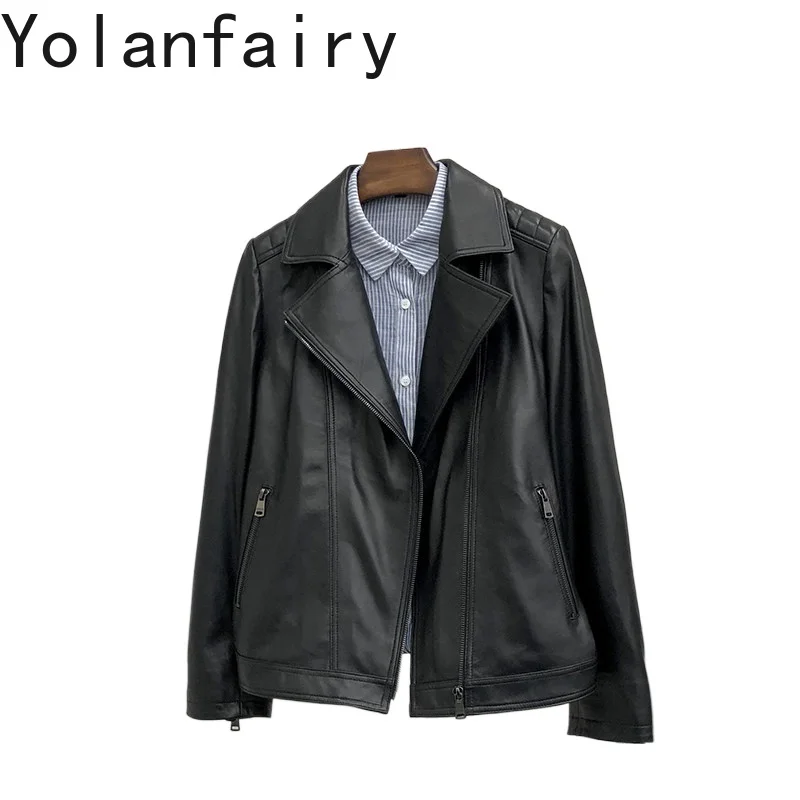 YOLANFAIRY High Quality Real Sheepskin Coat Woman Suit Collar Fashion Genuine Leather Jacket Women Thin Short Leather Jackets
YOLANFAIRY High Quality Real Sheepskin Coat Woman Suit Collar Fashion Genuine Leather Jacket Women Thin Short Leather Jackets