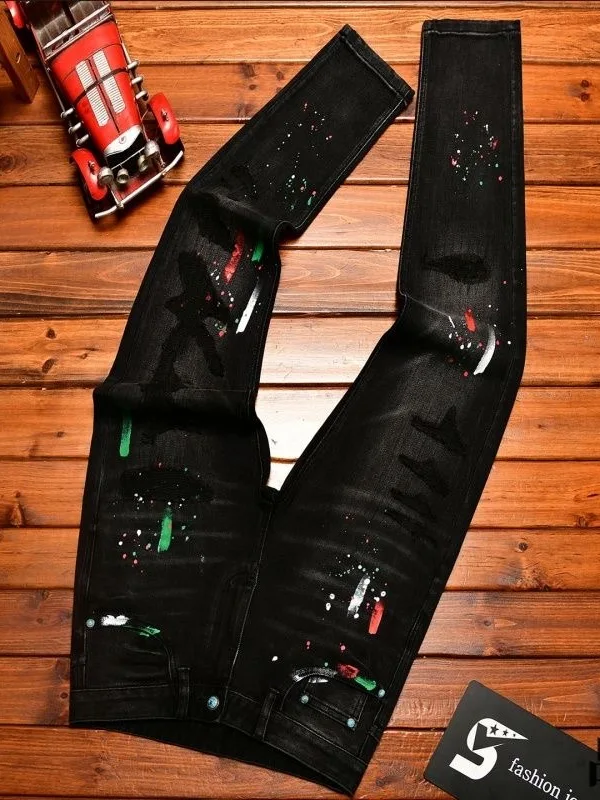 High Street Style Men's Printed Denim Jeans Slim Fit Hole Punch Elastic Trendy Long Trousers Comfortable Soft Versatile Casual
High Street Style Men's Printed Denim Jeans Slim Fit Hole Punch Elastic Trendy Long Trousers Comfortable Soft Versatile Casual