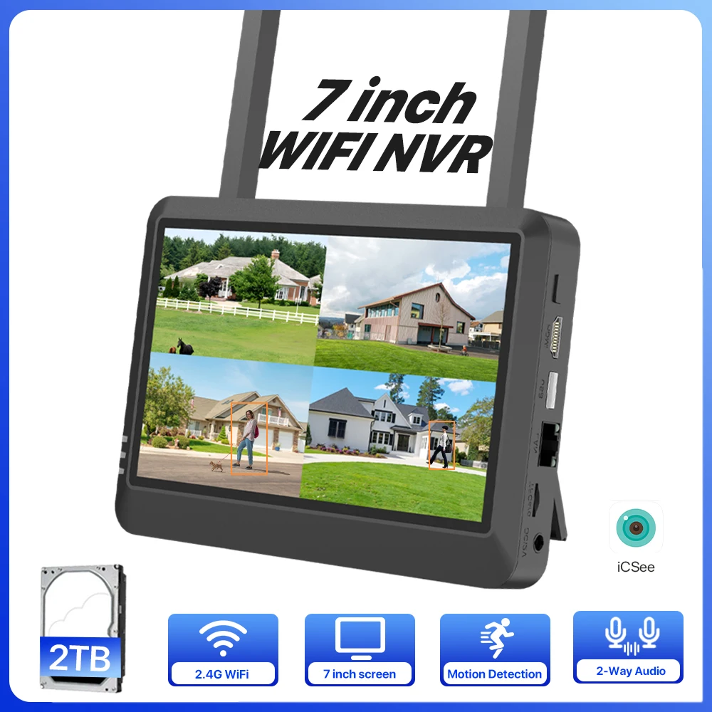 7-inch Screen LCD Screen 6MP/8CH Wireless NVR Security Outdoor Security Camera WIFI System Monitor Ai Human Detect Audio iCSee
7-inch Screen LCD Screen 6MP/8CH Wireless NVR Security Outdoor Security Camera WIFI System Monitor Ai Human Detect Audio iCSee