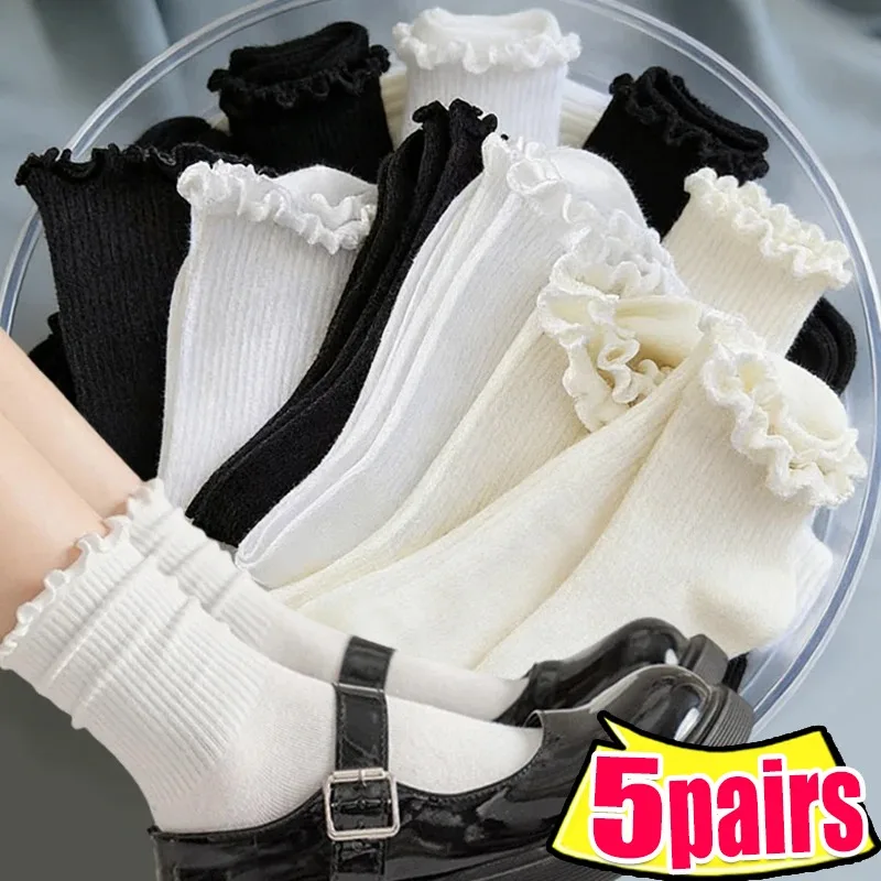 Cotton Ruffles Ankle Socks Women Autumn Black White Middle Tube Breathable Japanese Sock Lolita Cute Kawaii Korean Stockings
Cotton Ruffles Ankle Socks Women Autumn Black White Middle Tube Breathable Japanese Sock Lolita Cute Kawaii Korean Stockings