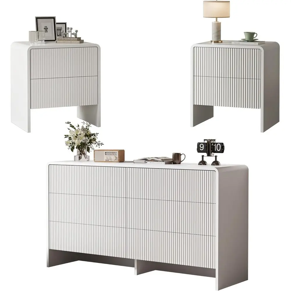 3-Piece Curved Drer Bedroom Set, 6 Der Drer & 2 Der Nightstands with -up Design, luted Wood Chest o Ders or Bedroom, Living Room
3-Piece Curved Drer Bedroom Set, 6 Der Drer & 2 Der Nightstands with -up Design, luted Wood Chest o Ders or Bedroom, Living Room