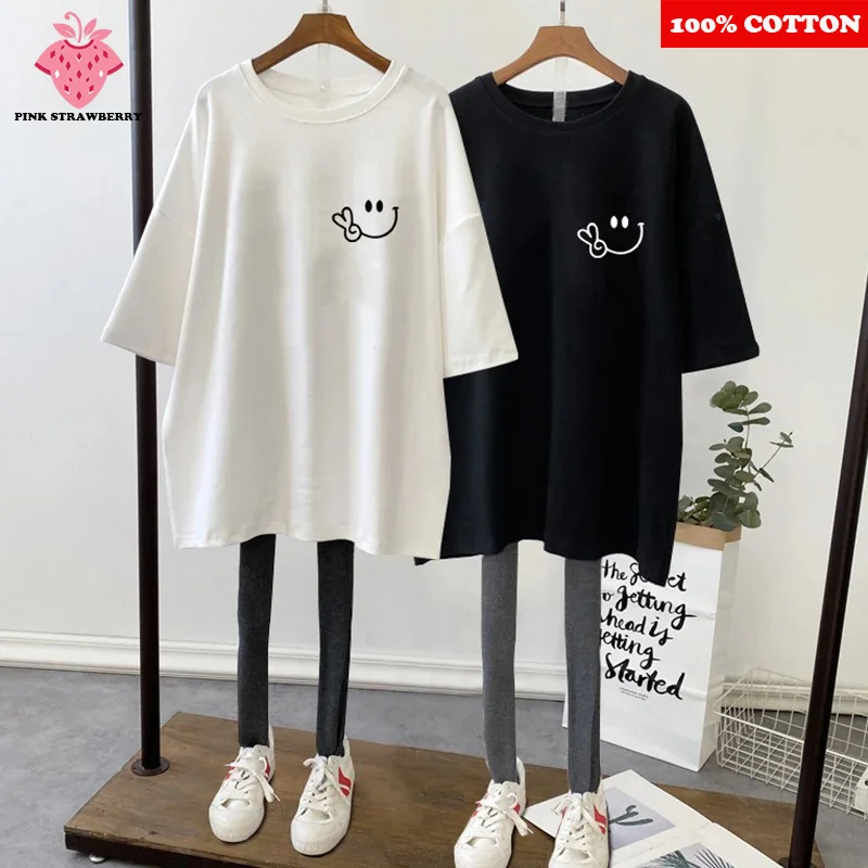 Cartoon Smile Print T-shirt Women Autumn Winter 2025 New 100% Cotton Korean style White Tee Casual Loose Y2k Top Female clothing
Cartoon Smile Print T-shirt Women Autumn Winter 2025 New 100% Cotton Korean style White Tee Casual Loose Y2k Top Female clothing